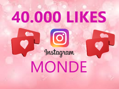Ajoutons 40 000 likes des utilisateurs du monde entier sur vos posts Instagram.